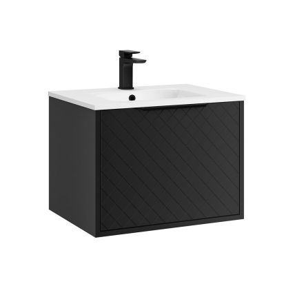 Bonita 600mm 1 Drawer Wall Unit Black Matt (Black Handle)