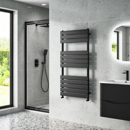 Kallan 1200 x 600 Brushed Brass Prefilled Thermostatic Heated Towel Rail