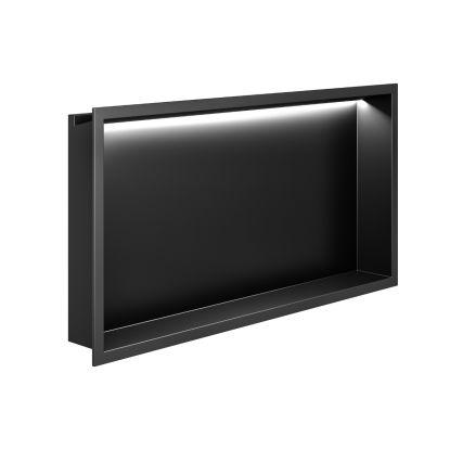 600 x 300 Rectangle Shower Niche with LED Strip Light Black