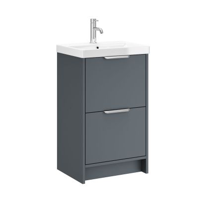 Edyn 500mm 2 Drawer Floor Unit Lead Grey Matt (Chrome Handle)