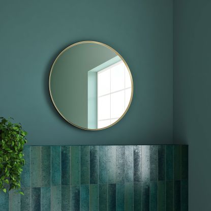 Kaci 60 Non Illuminated Brushed Brass Frame Mirror