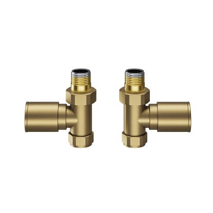 Round Radiator Valves - Straight Brushed Brass
