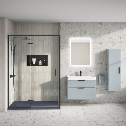 Otto 8mm Hinge & Inline Door 1200mm Black